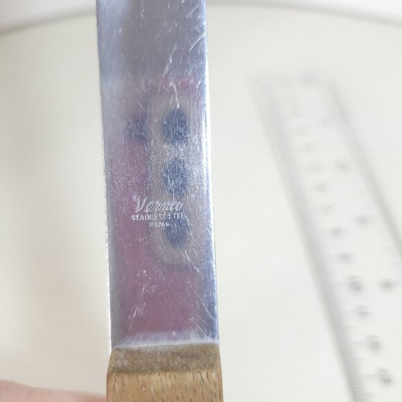 Solid Vintage Vernco Ice Cream Spoon Scoop Shovel Wooden Handle Brass Rivets - Picture 4 of 9